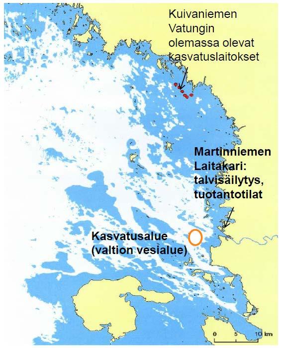 Kuva 3. Perämereen suunnitellun viljelylaitoksen sijainti Perämeren pilotin ennakkokeskustelut Pilotissa yritys oli hyvin aktiivinen ja järjesti ennakkokeskustelun 3.3.2016 Oulussa.