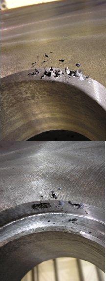 Result of Not Detecting Rejectable UT Indications Typical defects on bedplate mounting flange,