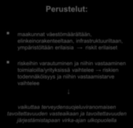 elinkeinorakenteeltaan, infrastruktuuriltaan, ympäristöltään erilaisia riskit erilaiset riskeihin varautuminen ja niihin vastaaminen toimialoilla/yrityksissä vaihtelee