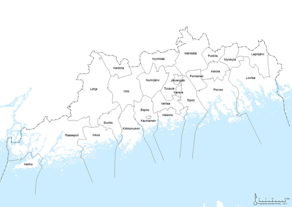 Uusimaa: palveluverkko Suomenkielinen palvelupiste Ruotsinkielinen palvelupiste Ajanvarauksella (suomenk.) Ajanvarauksella (ruotsink.