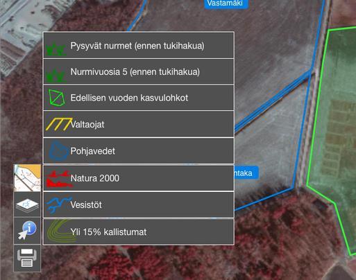 Karttatasot Karttanäkymässä uusia tasoja 2018 Saneerauskasvien maksuala Pysyvät