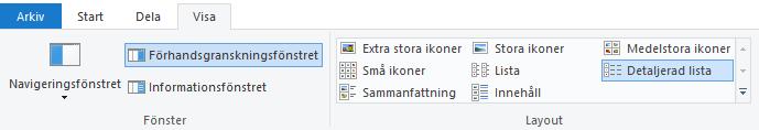 Windows 10 5 Utforskaren Klicka på ikonen för Utforskaren i Aktivitetsfältet Sortera filer i förteckningen Filförteckningen är vanligtvis sorterad i alfabetisk ordning enligt filnamnet.