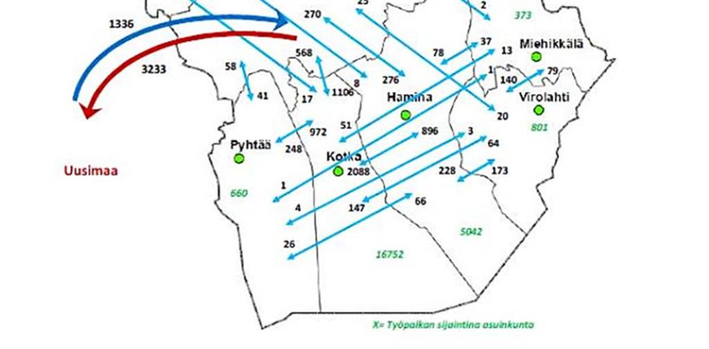 Lähteet: Tilastokeskuksen työssäkäyntitilastot 2013, 2014, 2015, 2016; Kotka- Haminan seudun elinkeinostrategia 2016 2019;