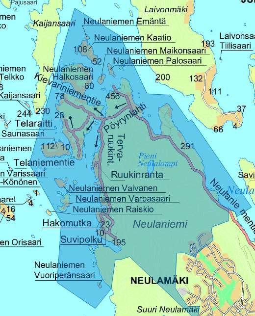 67 Kuva 23. Neulaniemi (Kuopion karttapalvelu 2018) Geoenergiapotentiaalin osalta maanpeitteen paksuuden vaihteluväliksi on oletettu nollasta kymmeneen metriä ja kaivon keskisyvyydeksi 200 metriä.