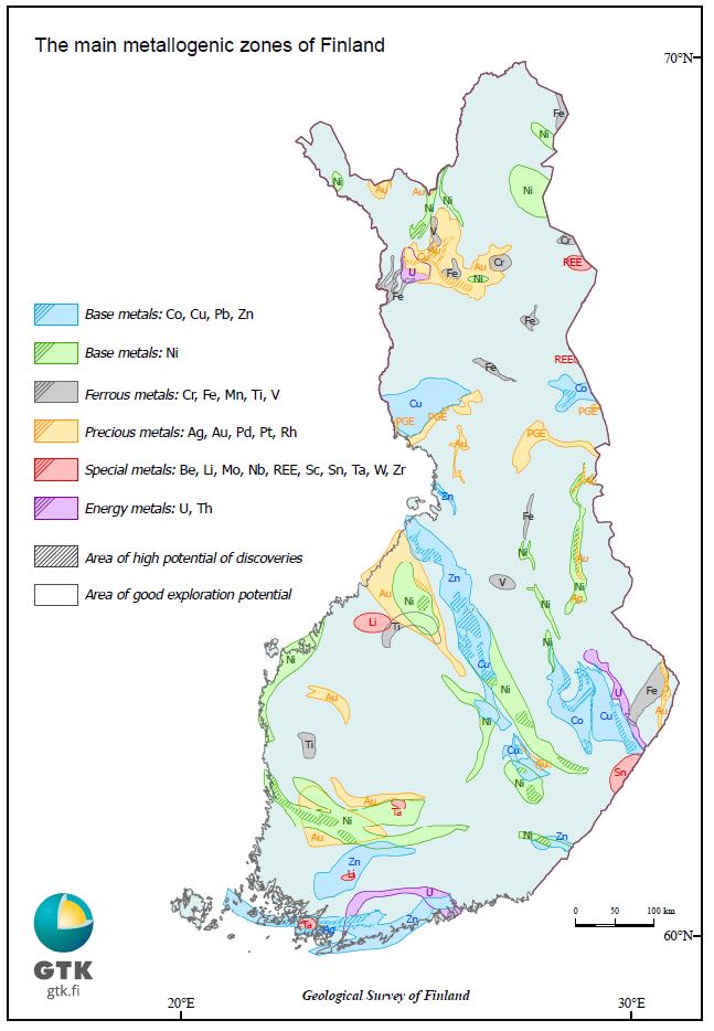 Malminetsintäpotentiaaali Suomessa Suomella hyvä metallogeeninen potentiaali moniin alkuaineisiin ja mineraaleihin. Suomi on EU:n ainoa maa, joka tuottaa kromia, kobolttia ja fosfaattia.