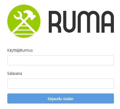 1. Kirjautuminen Kirjautuminen RUMA Web -sovellukseen RUMAn verkkosovelluksen käyttö vaatii kirjautumisen henkilökohtaisilla tunnuksilla, joille on määritetty ratatyövastaavan oikeudet.