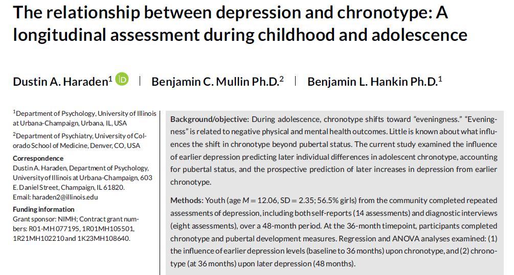 ü Greater eveningnesspredicted prospective increases in depressive symptoms and onsets of depressive episodes 1 year later.