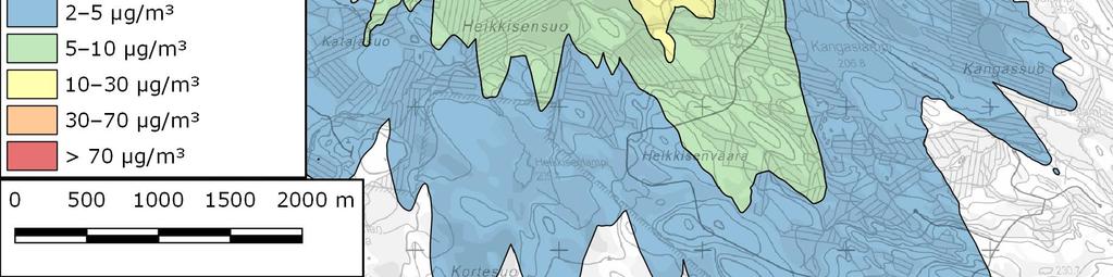 Näin ollen ilmeistä on, että myös pienhiukkasten PM 2,5 pitoisuuslisä jää murto-osaan vuosikeskiarvona annetusta raja-arvosta.