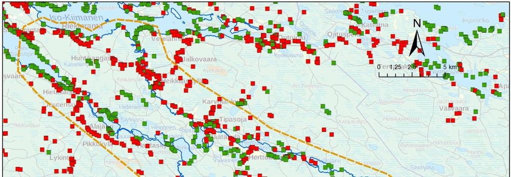 YMPÄRISTÖVAIKUTUSTEN ARVIOINTISELOSTUS 178 Kaivos sijaitsee noin 40 kilometriä Sotkamosta kaakkoon. Tipasojalle on matkaa noin 15 kilometriä.