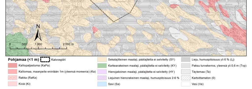 tiestö ja alueen vesienhallintaan liittyvät rakenteet. Alueen maanrakennustöissä käytetään pääasiallisesti alueella olevia maa- ja kiviaineksia.