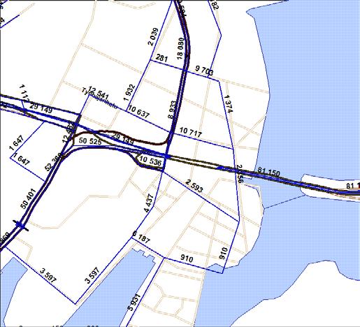 Koko tutkimusalueen liikenteen typenoksidipäästöt ovat Euro 3 päästökertoimilla laskettaessa noin 307 tonnia vuodessa, josta viherkannen alta kulkevan tunnelin päästöt ovat noin 5 t/a.
