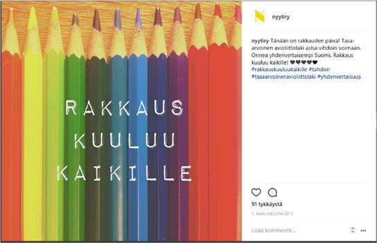 Kuva 2. Nyytin Instagram tilillä eniten tykätty julkaisu vuonna 2017 YouTube Nyyti ry:n YouTube-kanava on avattu vuonna 2012. Vuosina 2012-2015 kanavalla ei ollut lainkaan toimintaan.