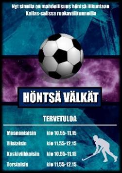 Höntsä välitunnit Lyseonmäen koululla pidettiin päivittäin koulun pitkillä välitunneilla höntsä välitunteja liikuntasalissa. Kävijöitä noin 10-20/ kerta.