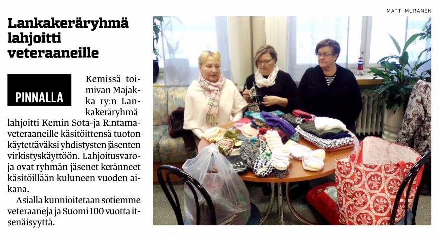torniolaiselle jääpallokonkari Matti Pajuselle ja kemiläiselle Meri-Lapin Kriisikeskuksen vapaaehtoistoimija, Leena Lukkari-Kotilaiselle.