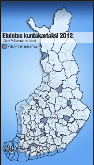 Uudistustilanne ohjelman valmisteluvaiheessa keväällä 2014 Pääministeri Jyrki Kataisen hallitusohjelman 2011 mukaan hallitus toteuttaa koko maan laajuisen kuntauudistuksen, jonka tavoitteena on