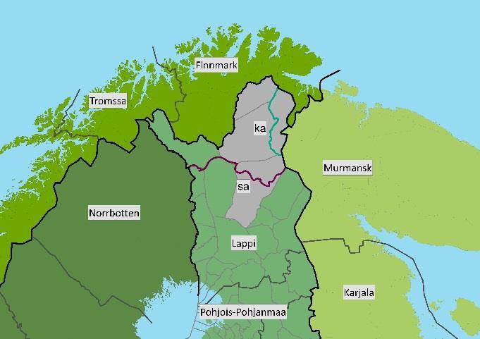 2 SUUNNITTELU- JA VAIKUTUSALUE Lapissa maakuntakaavoitus etenee osa-alueittain. Pohjois-Lapin maakuntakaava-alueeseen kuuluvat Inari, Sodankylä ja Utsjoki.