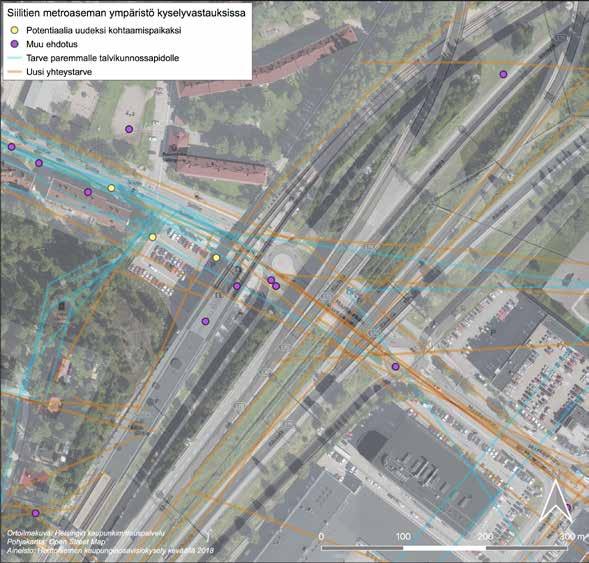 Kyselystä poimittua Siilitien metroaseman ympäristössä korostuivat toiveet paremmasta talvikunnossapidosta Herttoniemen yhteiskoulun suuntaan.