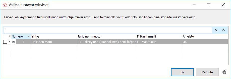 Ensimmäisellä käynnistyskerralla ohjelma luo uuden tietokannan. Tietokannan luonti voi kestää minuutteja. TH2017 käyttää Firebird tietokantaa.