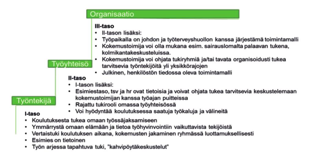 laan, ja mikä olisi heille itselle sopivin tapa. Edellytyksenä on myös esimiehen tai johdon tuki ja suostumus toimintaan työajalla.