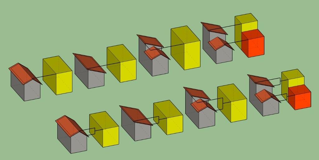 Parvekkeet ynnä muut ulokkeet, jotka kuuluvat Rakennuksen- Varusteisiin, jätetään siis LOD1-tasossa mallintamatta. Kysymyksiä: 1. Miten LOD1-tason rakennuksien korkeus tulisi määritellä? (Kuva 4) a.