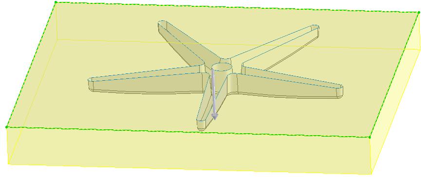Kuva 7 Tasopinta, jolla täytetään kappaleen ulkopinnan avonaiset kohdat. 2. Liitä kaikki pinnat yhteen Join työkalulla ja tee yhteen liitetyistä pinnoista tilavuusmalli Close Surface työkalulla. 3.