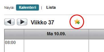 2.3 Linkki lukujärjestyksiin Lukujärjestys välilehden yläosassa, kalenteri- tai listanäkymän yläpuolella on tähti kuvake. Klikkaamalla kuvaketta, saat suoran linkin rakentamaasi lukujärjestykseen.