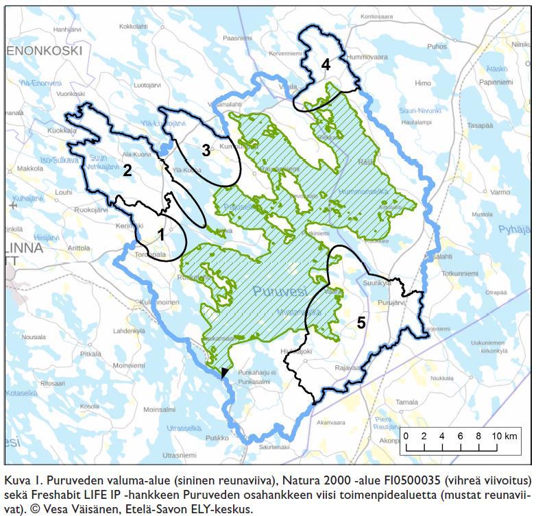 Puruvesi pinta-ala 416 km 2 keskisyvyys 8,8 m, suurin syvyys 61 m viipymä 12 vuotta valuma-alueen pinta-ala noin 1000 km 2 vettä n.