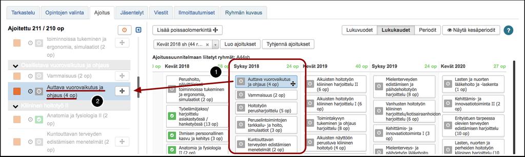 2. Klikkaa Luo ajoitukset. luo sinulle ajoituskartan aloitusryhmäsi hops-mallin mukaisesti.