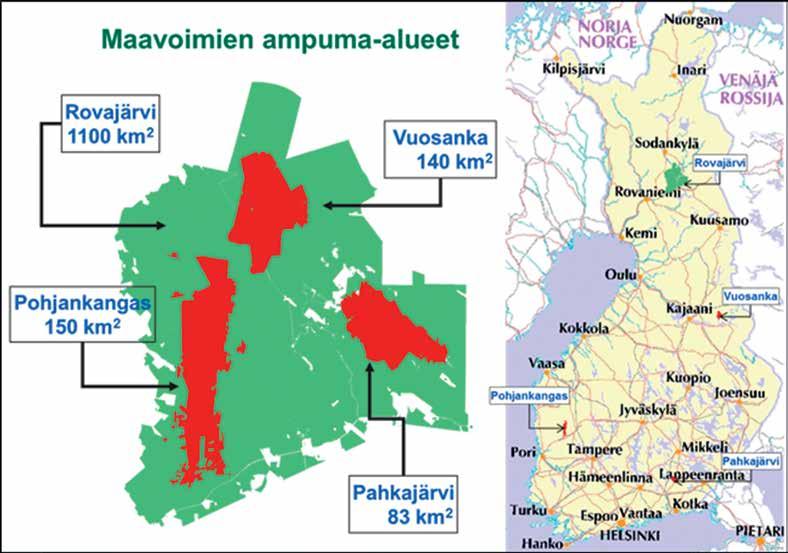 Ampuma-alueen laajuus on noin 1 100 km2, josta maalialuetta on noin 400 km2. Alueen pohjoispuolella on Köngäsvuoman kokeiluampuma-alue, jonka pinta-ala on 54 km2.