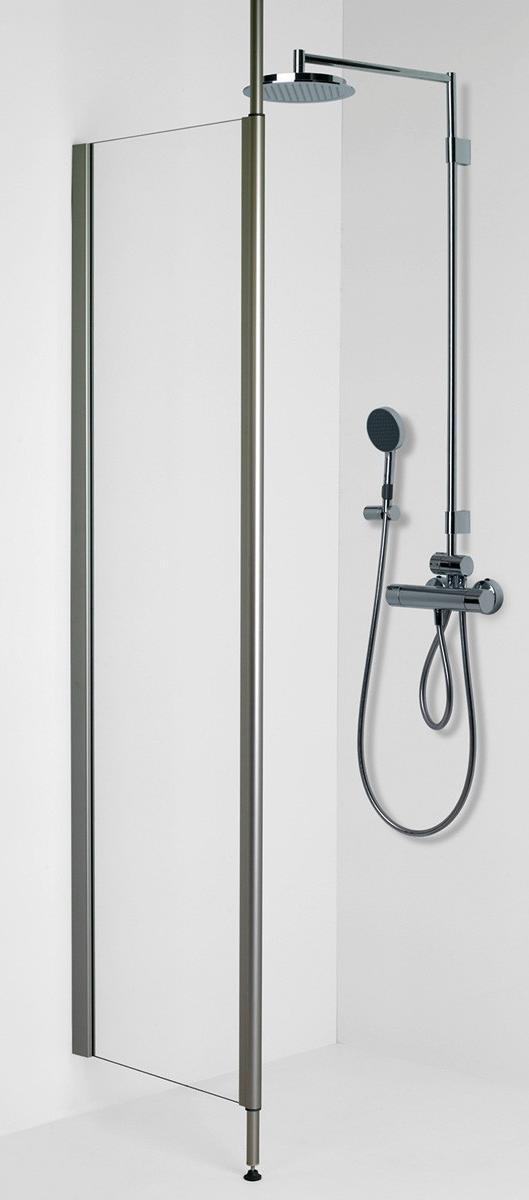suihkuseinä Koko: 2 kpl 870x1900mm (nurkka) Koko: 1 kpl 870x1900mm (seinä) Harmaa profiili, kirkas lasi,