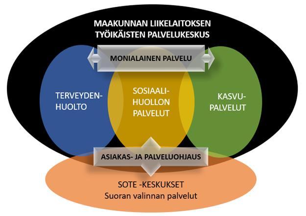 Työikäisten palvelukeskus ja monialainen yhteispalvelu maakunnan työikäisten sosiaali- ja terveydenhuollon palvelut muut yleiset työikäisten palvelut o maakunnan kasvupalvelut (nykyiset TE-palvelut)