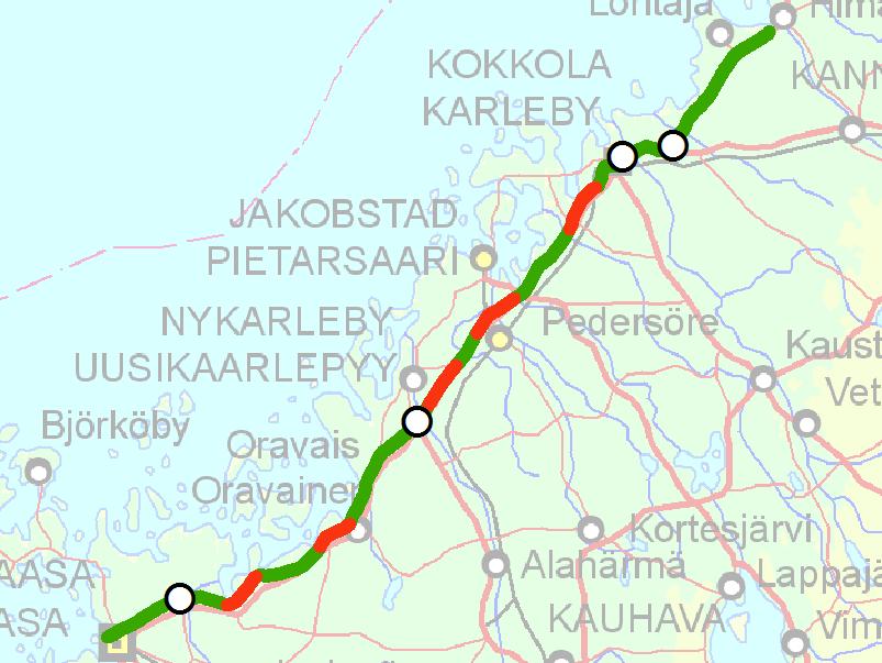 pdf Kt 67, Ina Kaustinen Ina-Kaustinen yhteysvälillä on tarve parantaa tieosuuden vaaka- ja pystygeometriaa sekä leventää tietä, jolloin myös