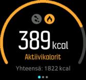 Viikon lopulla (sunnuntai) kello antaa yhteenvedon aktiivisuudestasi näyttäen keskimääräisen aktiivisuutesi kyseisellä viikolla ja kunkin päivän kokonaisaktiivisuuden.