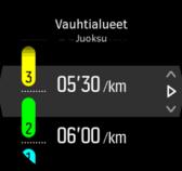 Vauhtialueet näytetään joko metri- tai brittijärjestelmän mukaisina arvoina asetustesi mukaan.