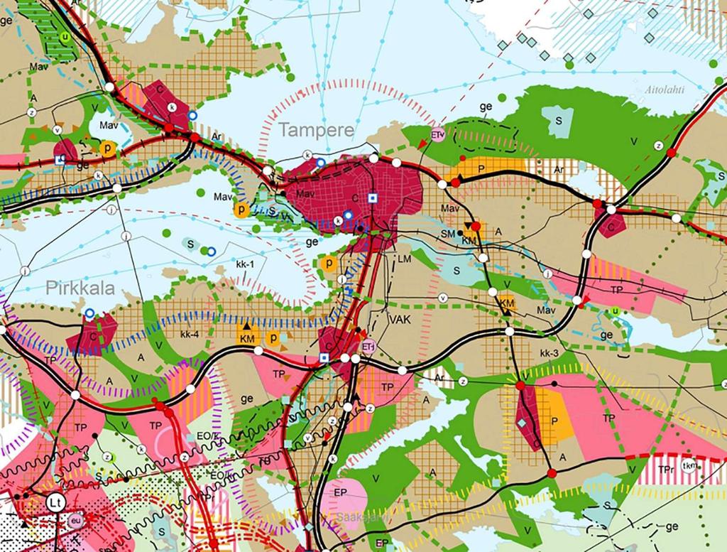 Maakunnan ja kaupunkiseudun suunnitelmat Maakuntakaava 2040 Tiivistettävä joukkoliikennevyöhyke: tiivis rakenne Rakennesuunnitelma 2040 kasvun