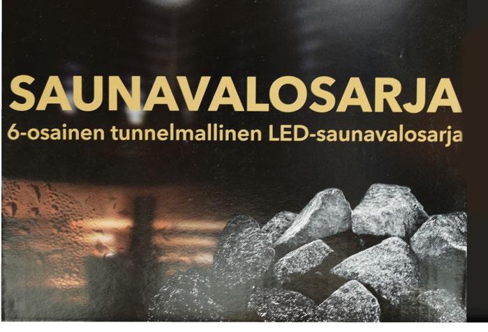 Pakettiin sisältyy 6 x 0,35 W LED spotit 5 m liitosjohdolla, 16-paikkainen jakotukki ja 6 W liitäntälaite 6,5