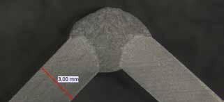 levyn paksuus 3 mm, G3Si1:lla läpimitta 1,2 mm, 100 % CO 2 :lla PA Juuren hitsaus