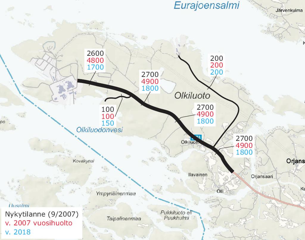 17 a) Nykyinen tieyhteys voimalaitosalueelle ja uusi tie satamaan Vaihtoehto poistaa nykyisen Satamatien aluetta katkaisevan vaikutuksen ja mahdollistaa satamaan ja satamasta kulkevan liikenteen
