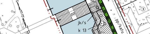 Ilmakuva rakennuspaikalle lounaasta. Rakennuspaikka on merkitty kuvaan likimääräisesti. Alueen pohjoispuolella on kivetty pysäköintialue, jota voidaan käyttää myös tapahtumakenttänä.