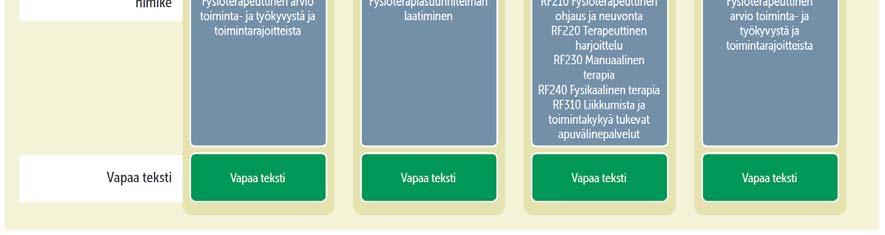 Fysioterapianimikkeistö tuo ryhtiä rakenteiseen kirjaamiseen. Fysioterapia 2017, 3; 48) Nimikkeistöpäivityksessä 4.4.2017 uudistettiin fysioterapianimikkeistön määritelmät mutta luokkien nimet säilytettiin pääosin ennallaan.