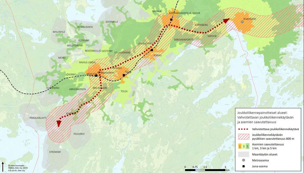 tarkoitus tarjota sujuva yhteys tiheällä vuorovälillä Kirkkonummen tiiveimmin asuttujen alueiden ja keskeisimpien raideliikenneasemien välille.