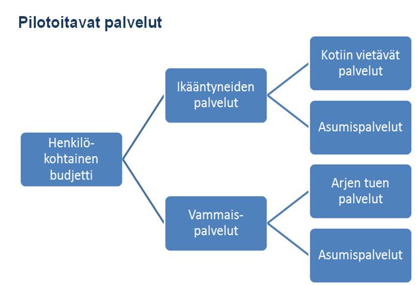 HB-Pilotin tavoitteet Pilotin ydintavoitteena on muuttaa ikääntyneiden palveluiden ja vammaispalveluiden järjestämistapaa: asiakaslähtöiset palveluratkaisut, asiakkaan valinnanvapaus, integrointi ja