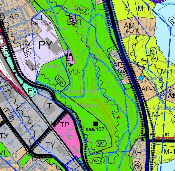 FCG SUUNNITTELU JA TEKNIIKKA OY Kaavaselostus (luonnos) 6 (13) Kuva 3. Ote Kirkonkylän osayleiskaavasta.