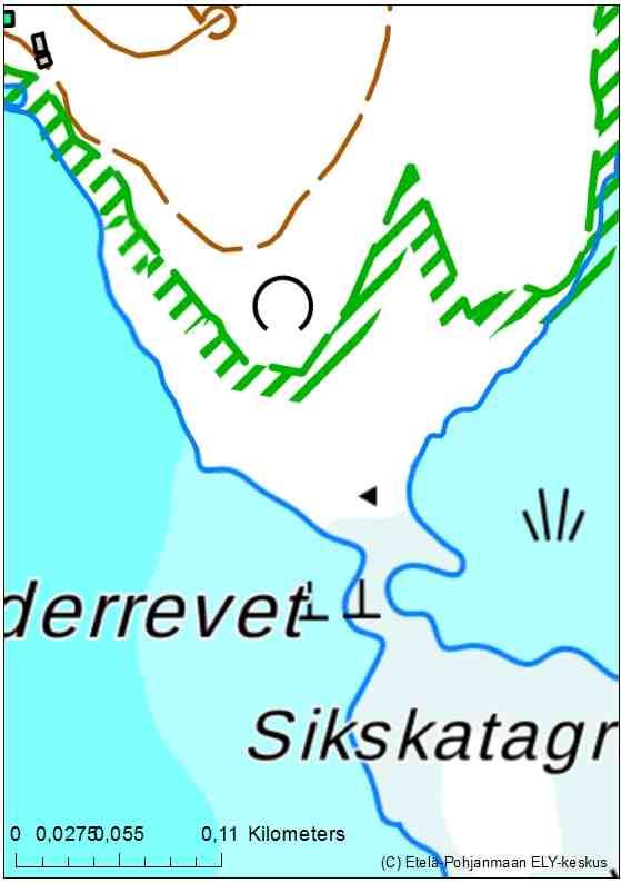 Pieni ja kapea alue, josta maayhteys eteläpuolen saarelle.