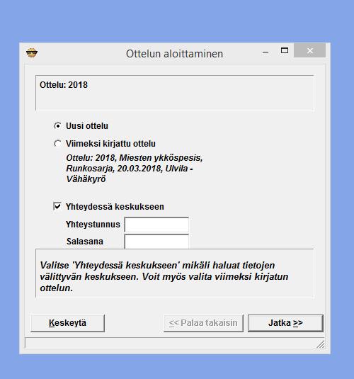 Aurinkolasipaista hemmoa painamalla pystyy piilottamaan ja avaamaan valikoita. Kun olet klikannut UUSI OTTELU-kohtaa, aukeaa seuraavanlainen näkymä.