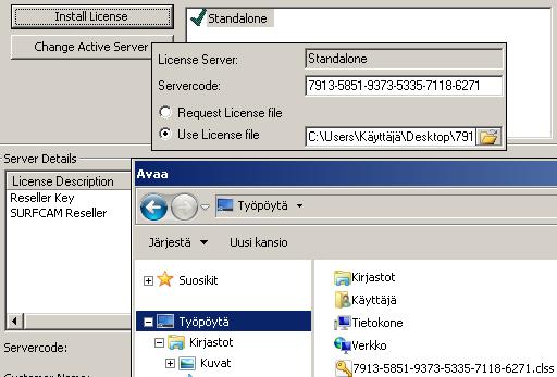 Ennen asennusta Kirjaudu Windowsiin käyttäjätilillä jolla on Järjestelmänvalvojan oikeudet ja sulje virustorjunta-ohjelmat Käynnistä License Manageri valitsemalla Windowsissa Käynnistä Ohjelmat