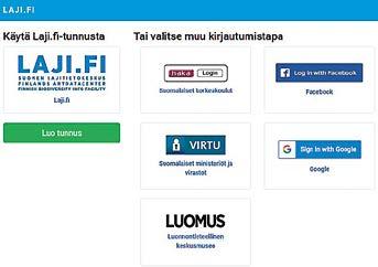 LAJI.fi Rekisteröityminen ja käyttäjätilin hallinta Tunnistautumistapoja on monia. Voit luoda uuden Laji.