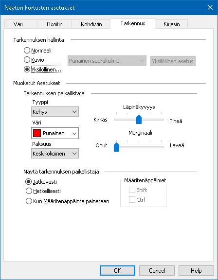 Kappale 5 Suurennuslasin toiminnot 115 3. Valitse Yksilöllinen... 4. Muokkaa asetukset haluamallasi tavalla 5.
