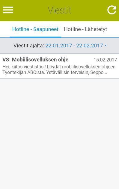 Viestit Lue saapuneet ja lähetetyt hotline-viestit.