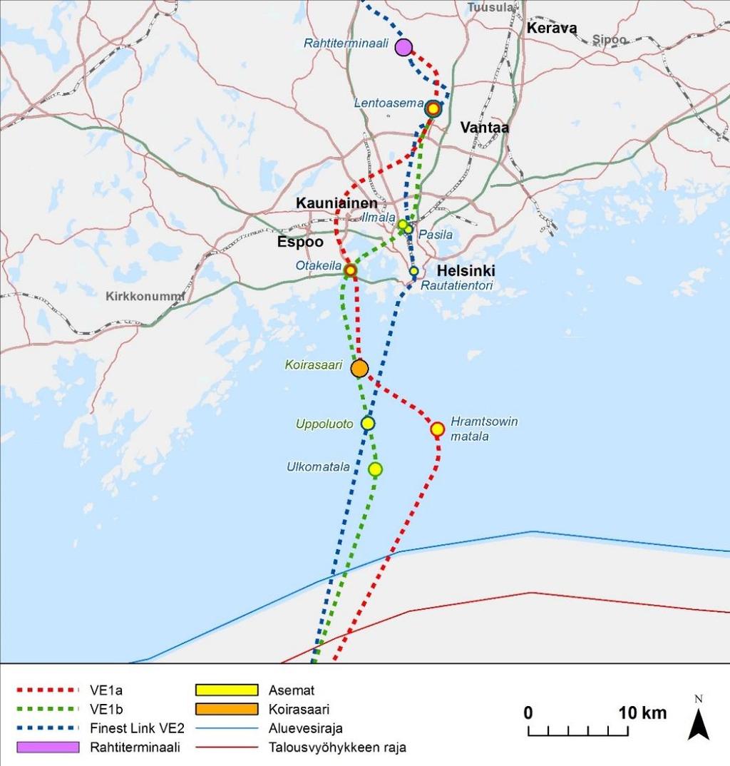 Tallinna-tunneli Etelän suunta Tallinnaan on Uudellemaalle erityisen tärkeä jo nykyisen vilkkaan työssäkäynnin, tavaraliikenteen, yrityselämän toimintojen ja matkailun johdosta.